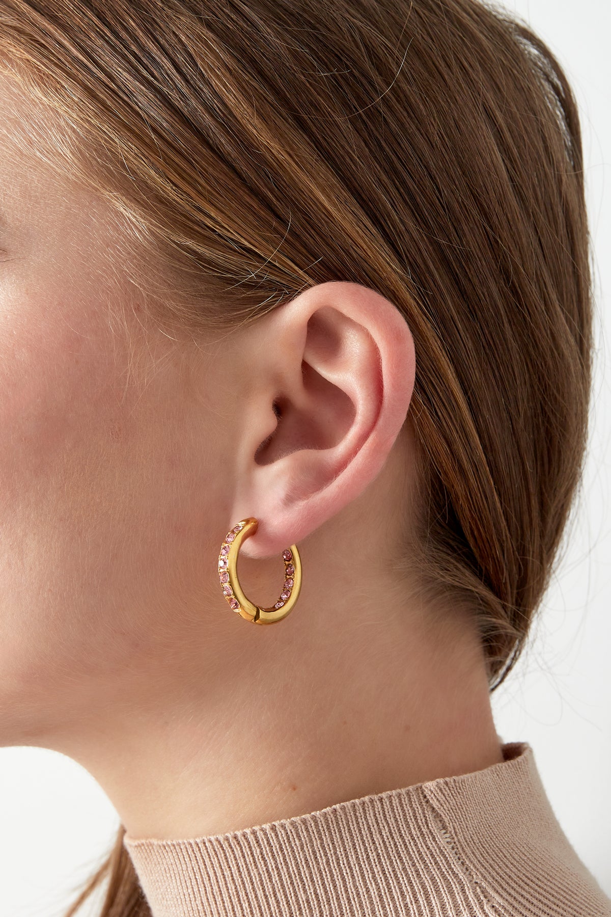 Damen Ohrringe Strass Elegant | Edelstahl | Gold & Rosa