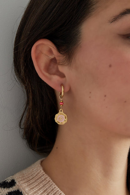 Damen Ohrringe Rose Glow | Edelstahl 304S Rosé | Rosa & Rot