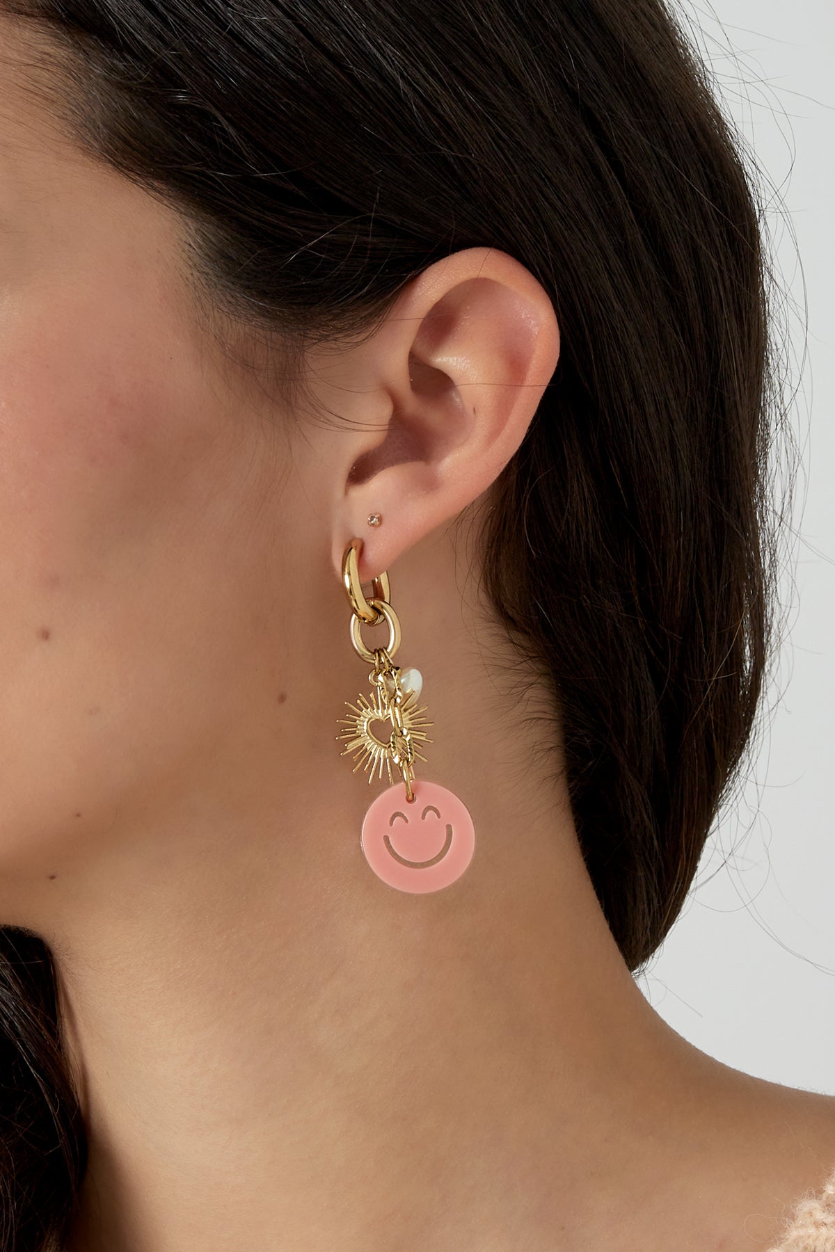 damen ohrringe acryl perle hämatit | edelstahl 304s | fuchsie & rosa