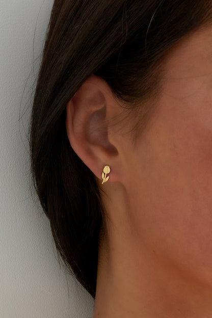 Damen Ohrstecker Tulpe | Edelstahl | Gold & Silber