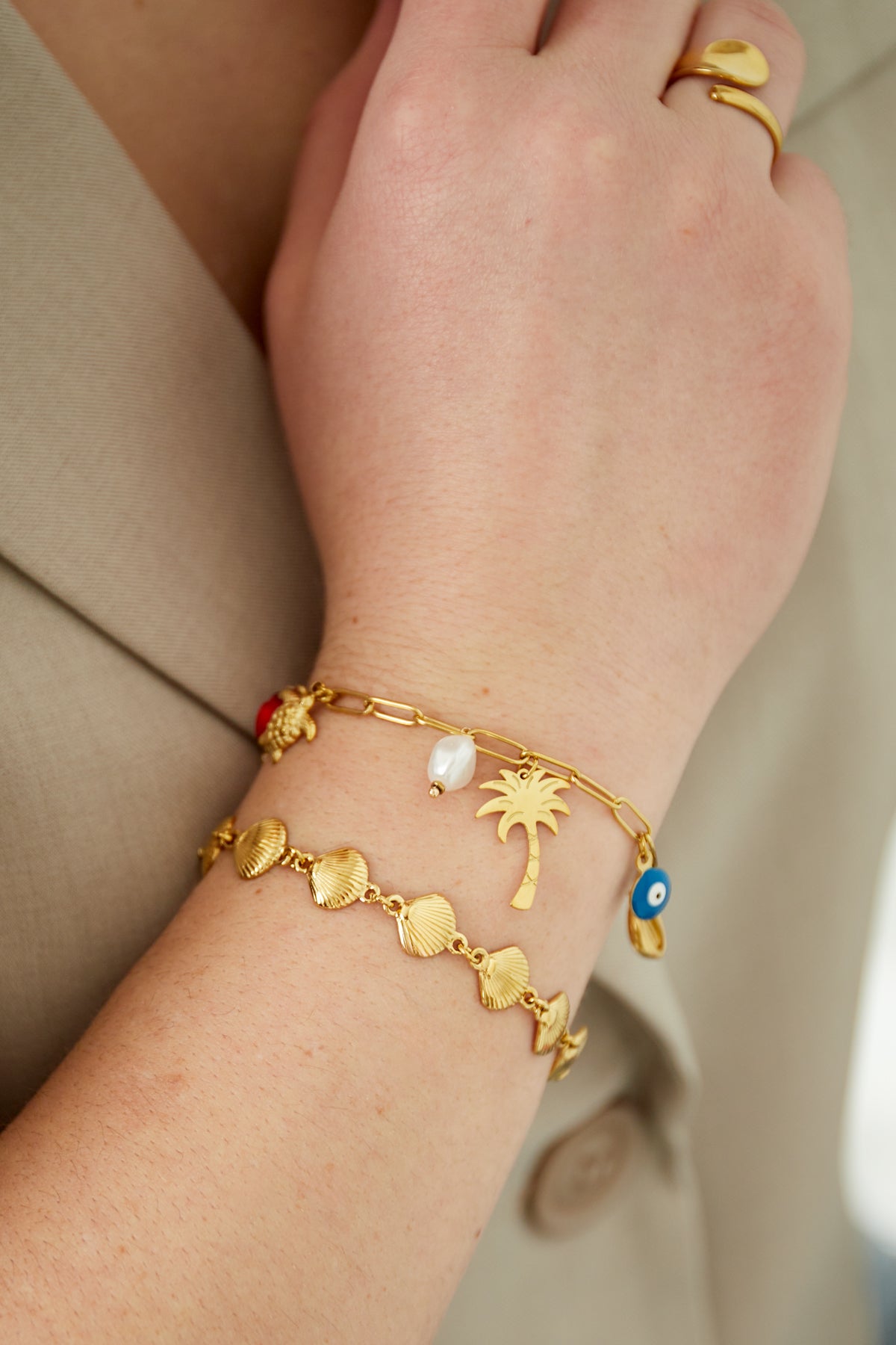 armband muscheltrio - goldfarben