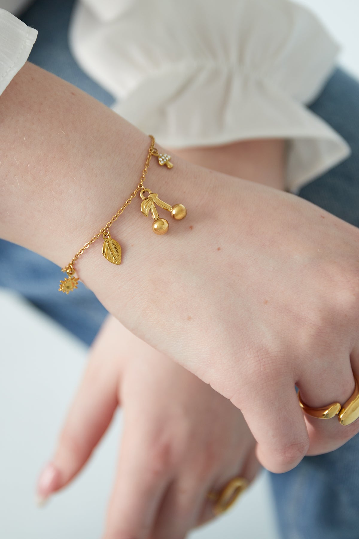Cherry Bliss-Armband - Goldfarben