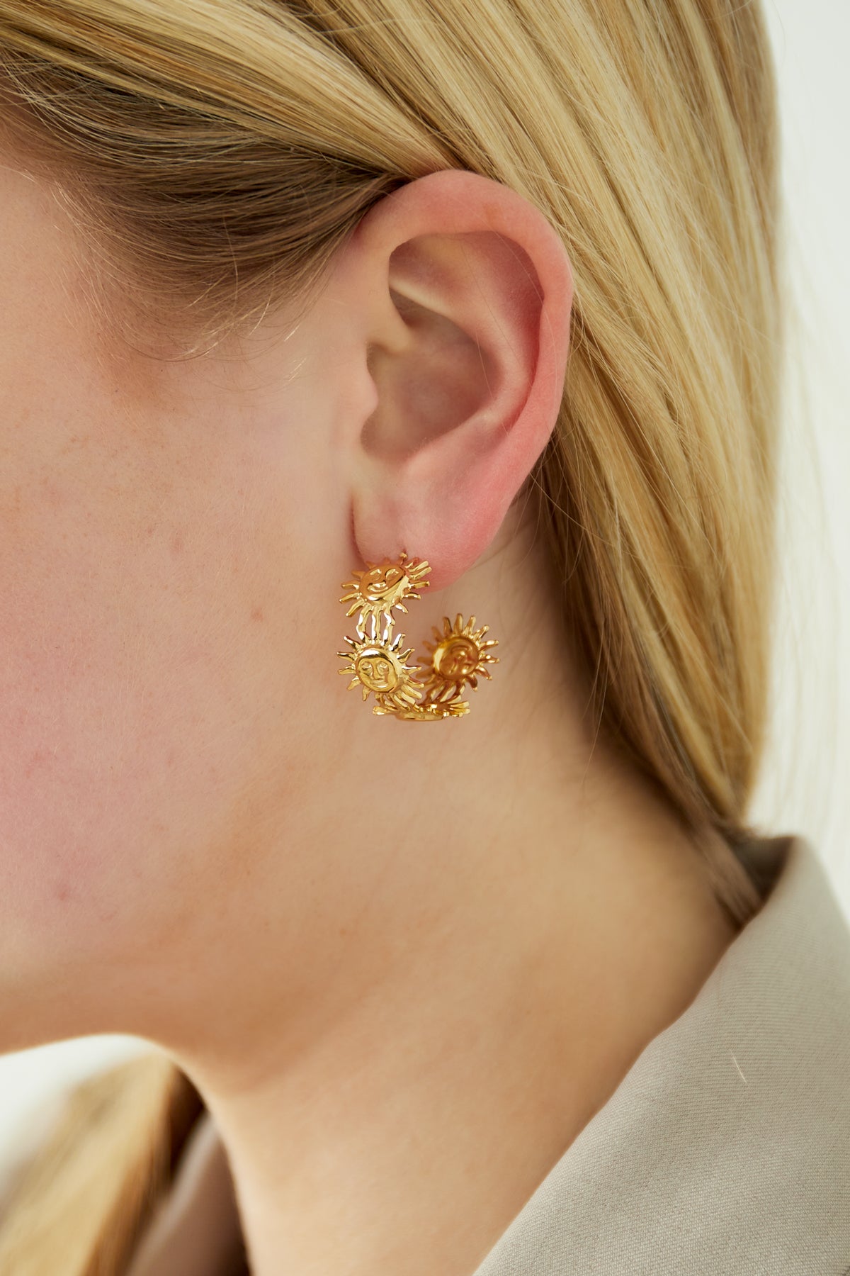 Damen Ohrringe Goldene Strahlen | Edelstahl | Gold & Silber