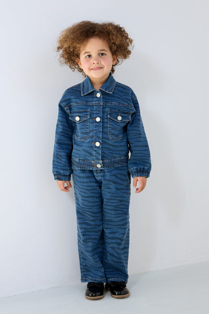 Kinder Jeansjacke Gestreift | Baumwolle | Blau