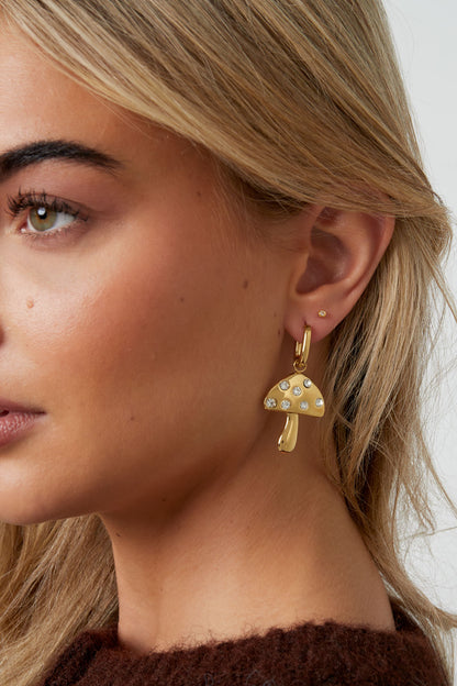 Damen Ohrhänger Pflanze Tropfen | Edelstahl | Goldfarbe