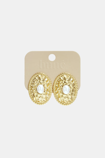 Damen Ohrstecker Hammermuster | Edelstahl | Goldfarbe