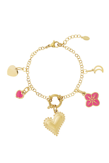 Damen Armband Emaille Herz DIY | Vergoldet | Goldfarbe