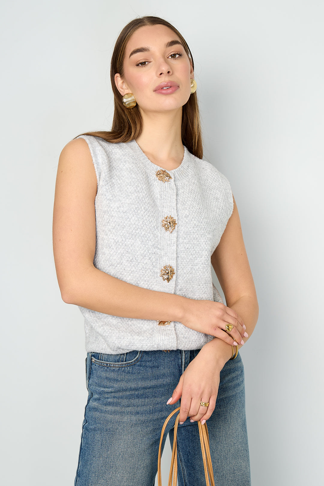 Damen Weste Gestrickt Edel | Polyester | Mehrfarbig