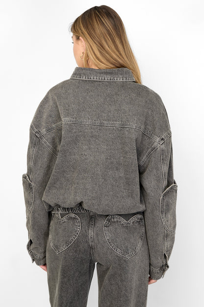 Damen Jeansjacke Set Herzmuster | Baumwolle | Rosa