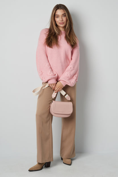 Damen Pullover Oversize Blumenapplikation | Wollmischung | Mehrfarbig