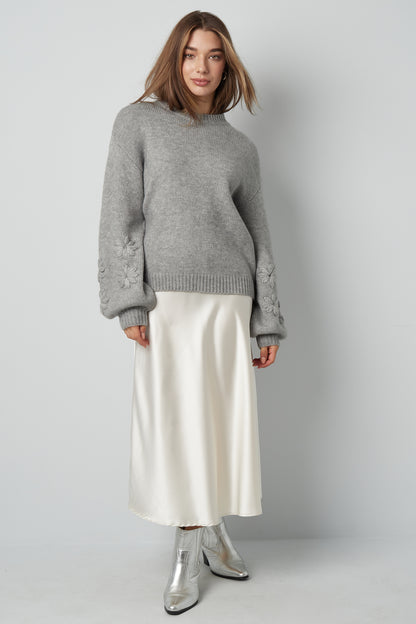 Damen Pullover Oversize Blumenapplikation | Wollmischung | Mehrfarbig