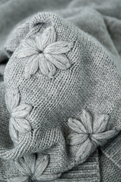 Damen Pullover Oversize Blumenapplikation | Wollmischung | Mehrfarbig