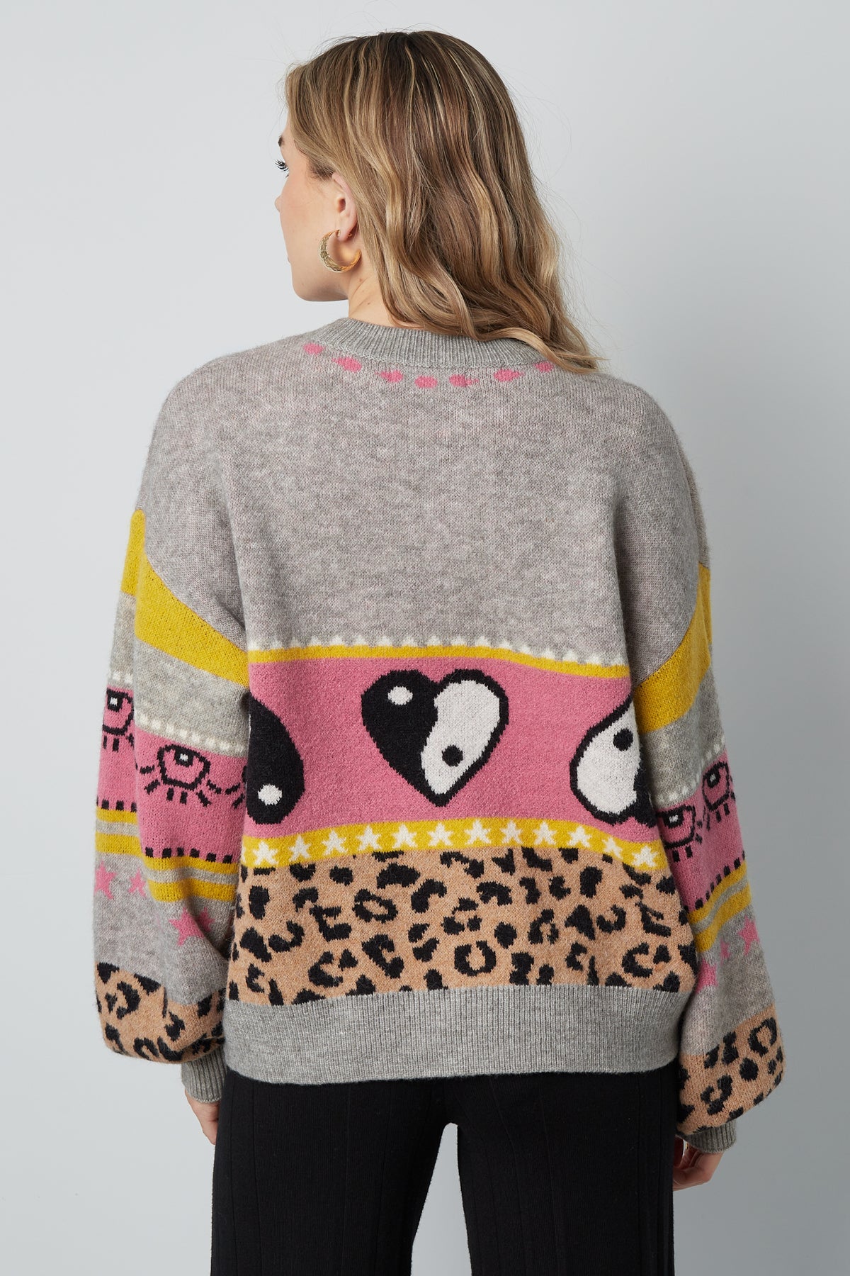 Damen Cardigan Leopardenmuster Oversized | Wollmischung | Mehrfarbig