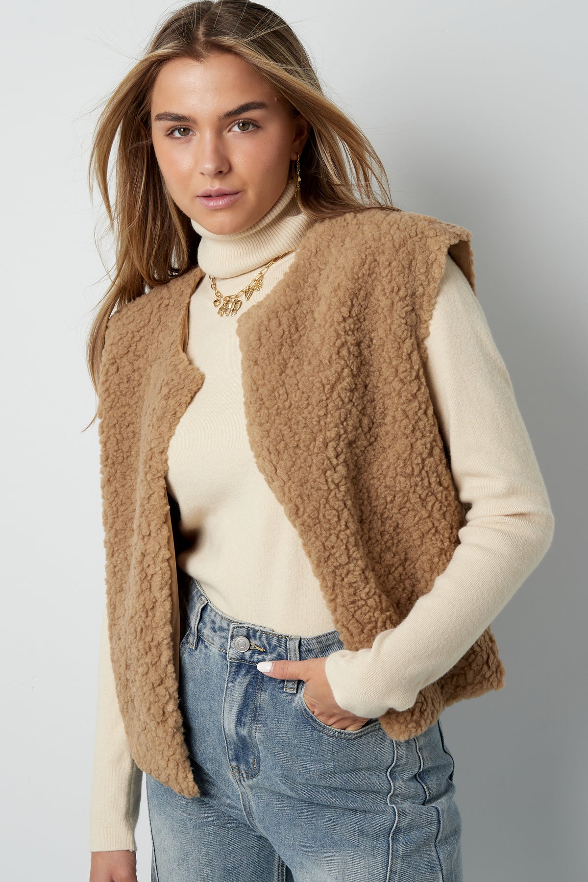 damen weste vollton gewebte struktur | polyester | mehrfarbig