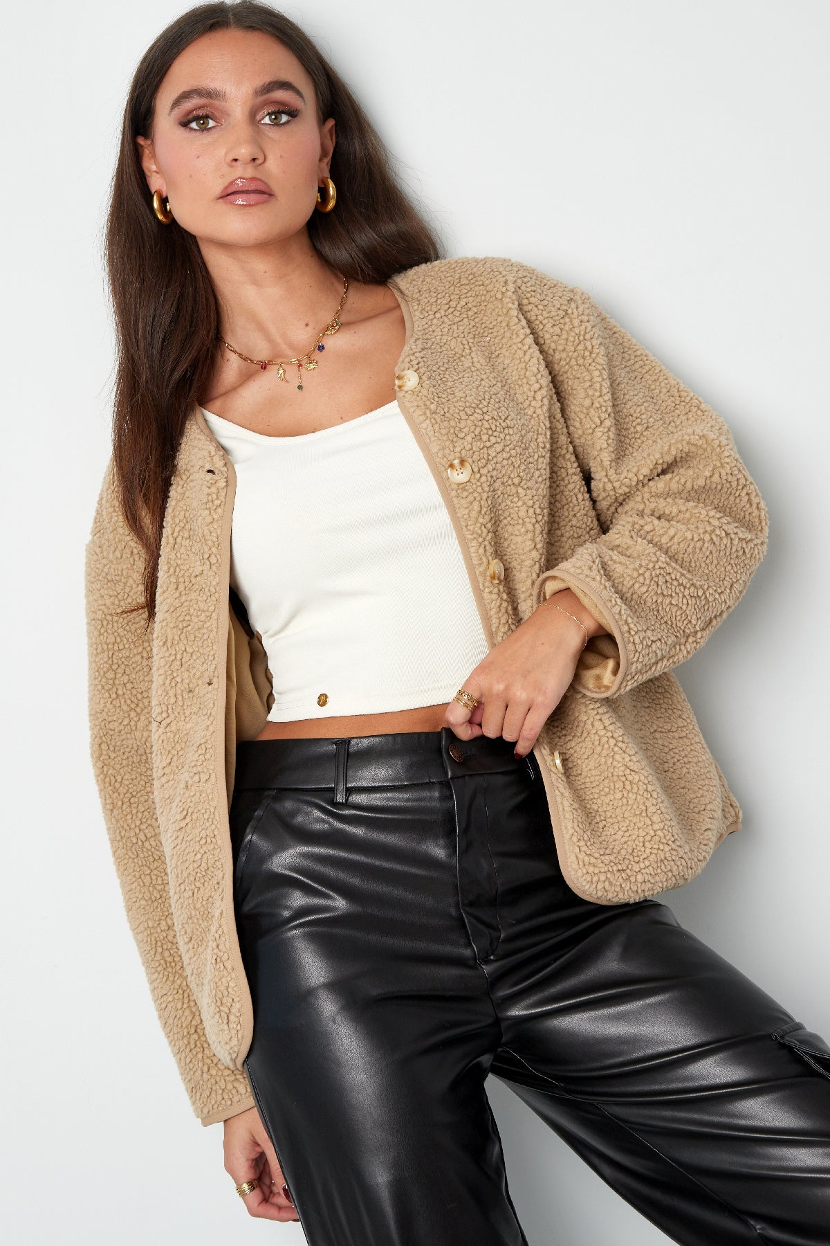 damen teddymantel luxus | polyester | mehrfarbig