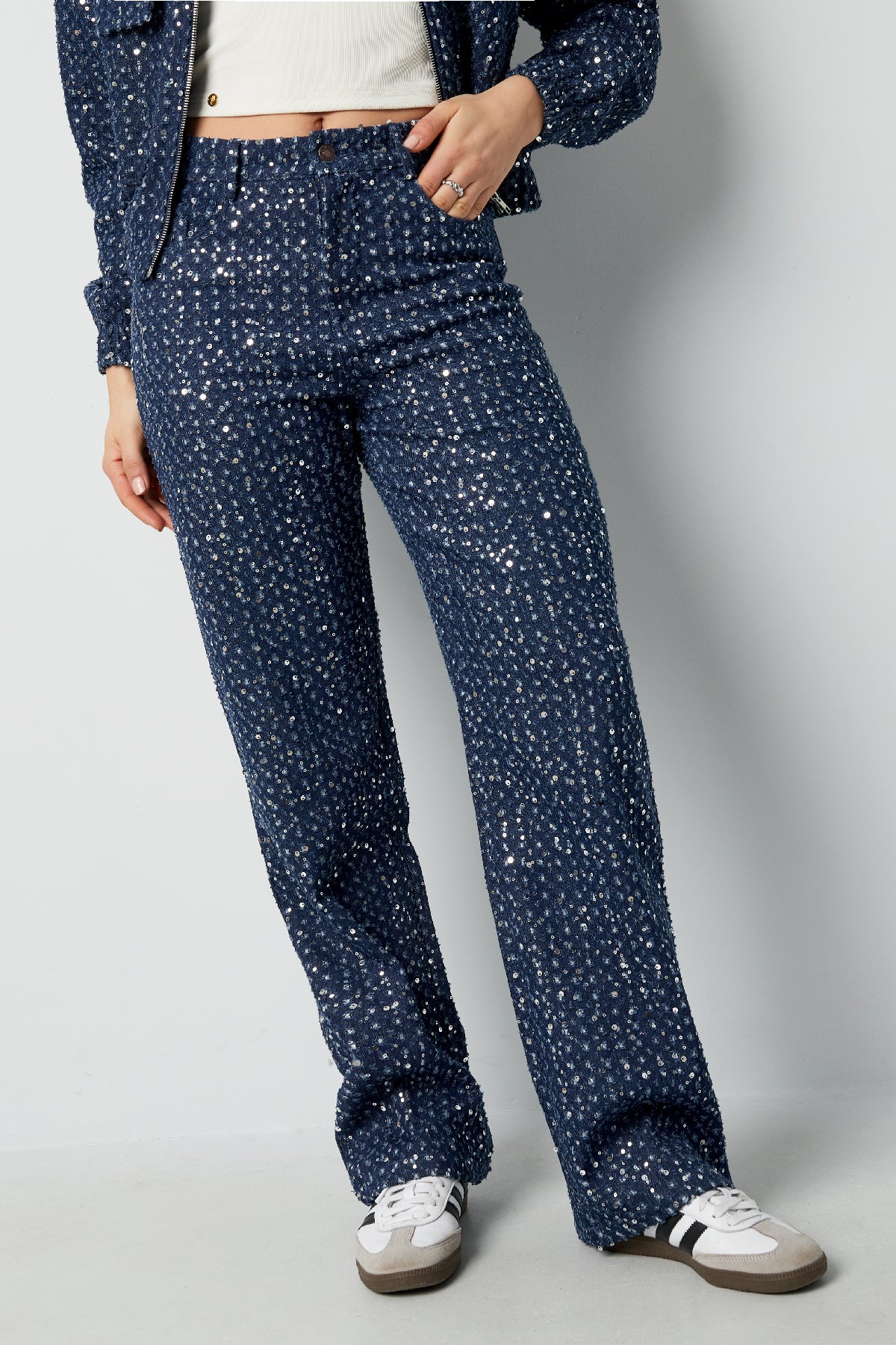 damen jeans pailletten | denim | hellblau