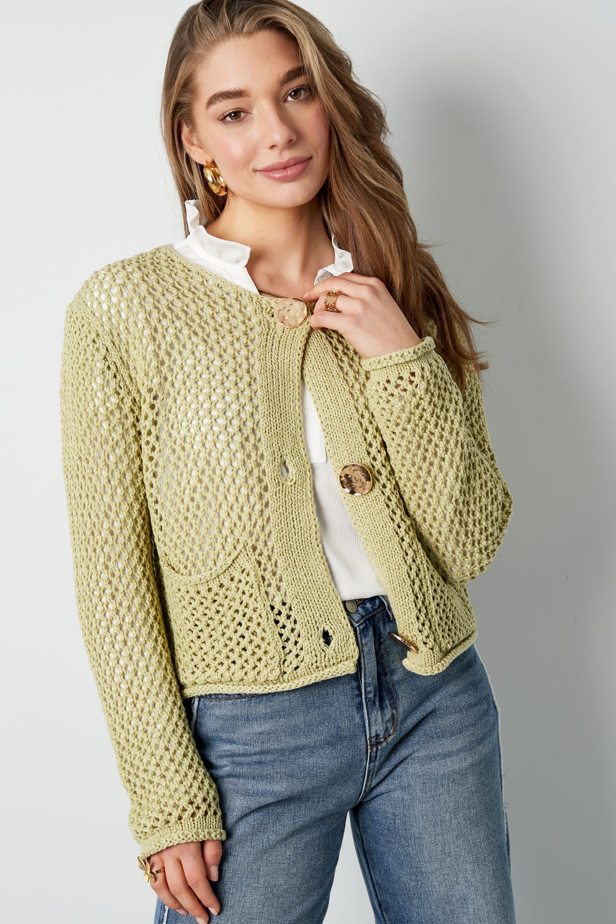 damen cardigan gestrickt classic | polyester | mehrfarbig