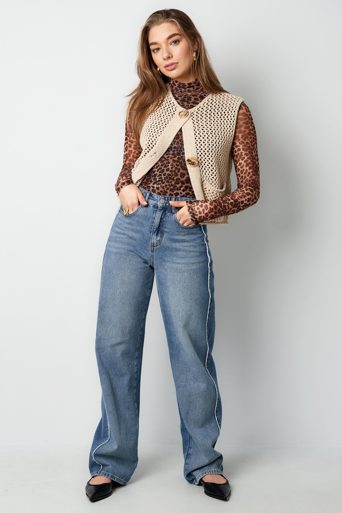 damen strickweste openwork | polyester | mehrfarbig