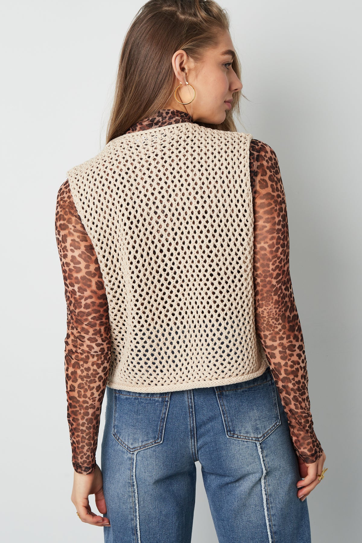 Damen Strickweste Openwork | Polyester | Mehrfarbig