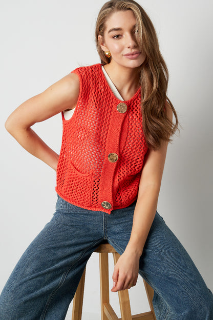 Damen Strickweste Openwork | Polyester | Mehrfarbig
