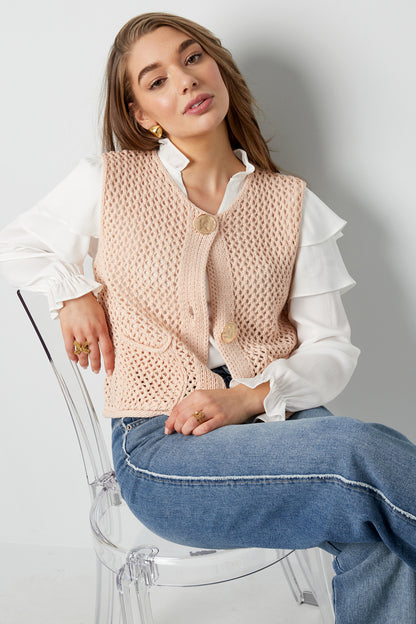 Damen Strickweste Openwork | Polyester | Mehrfarbig