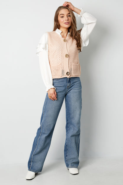 Damen Strickweste Openwork | Polyester | Mehrfarbig