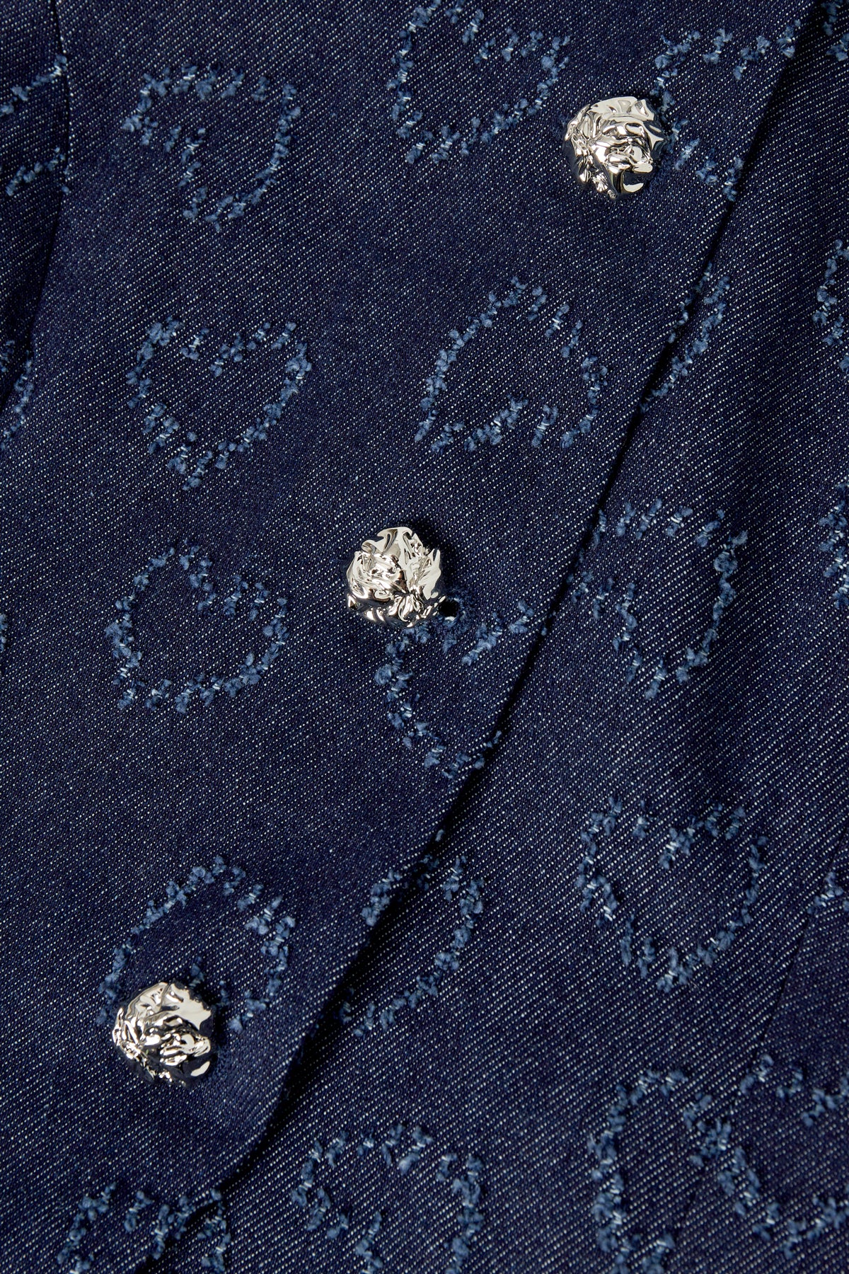 Damen Top Herzmuster Knopfleiste | Baumwolle | Blau