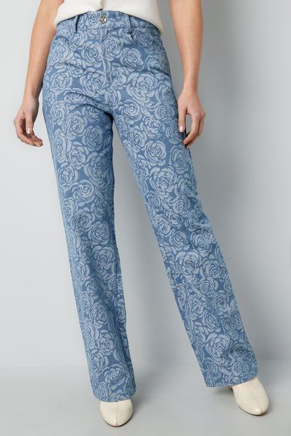 Damen Hose Blumenmuster | Baumwolle | Mehrfarbig