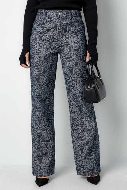 Damen Hose Blumenmuster | Baumwolle | Mehrfarbig