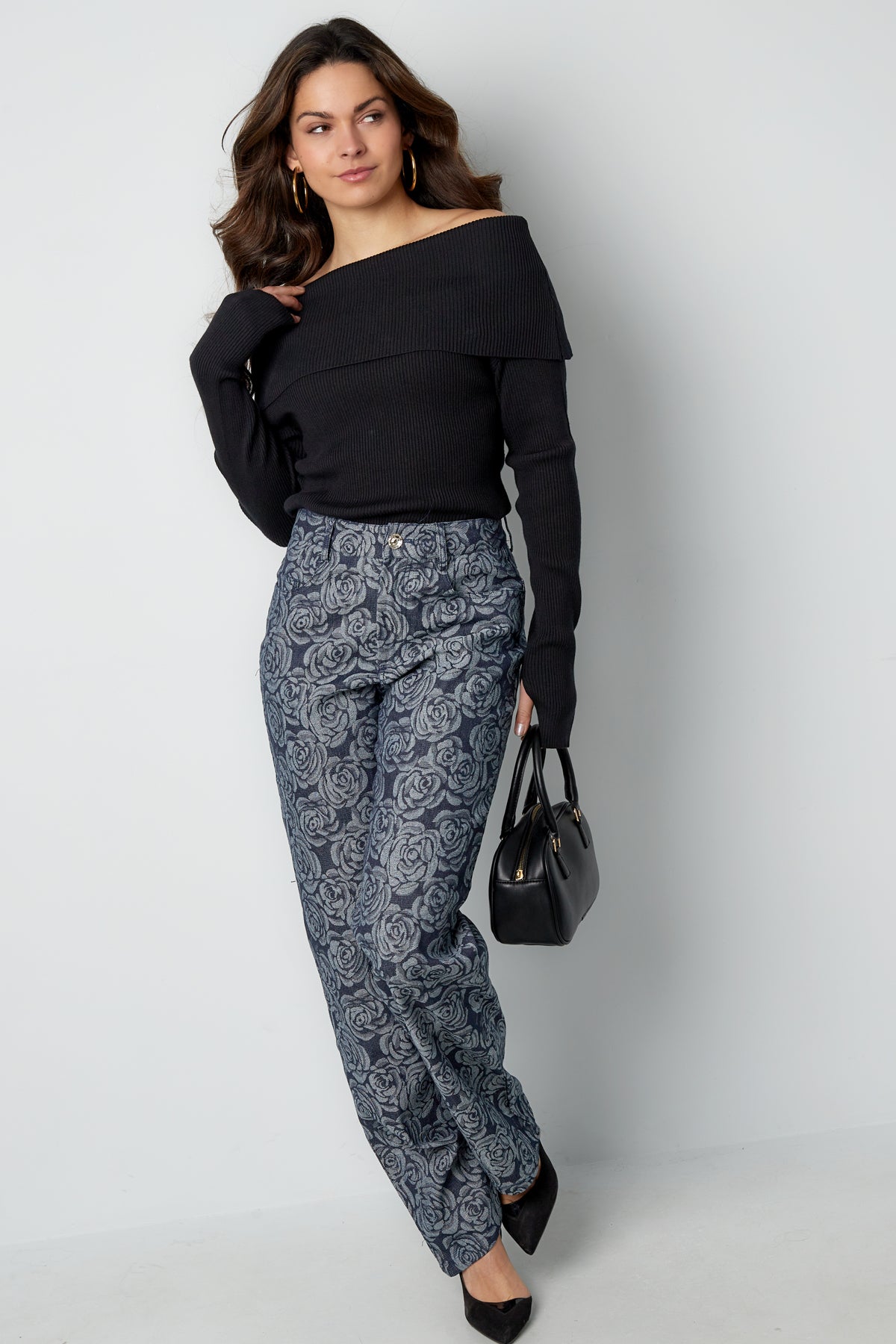 Damen Hose Blumenmuster | Baumwolle | Mehrfarbig