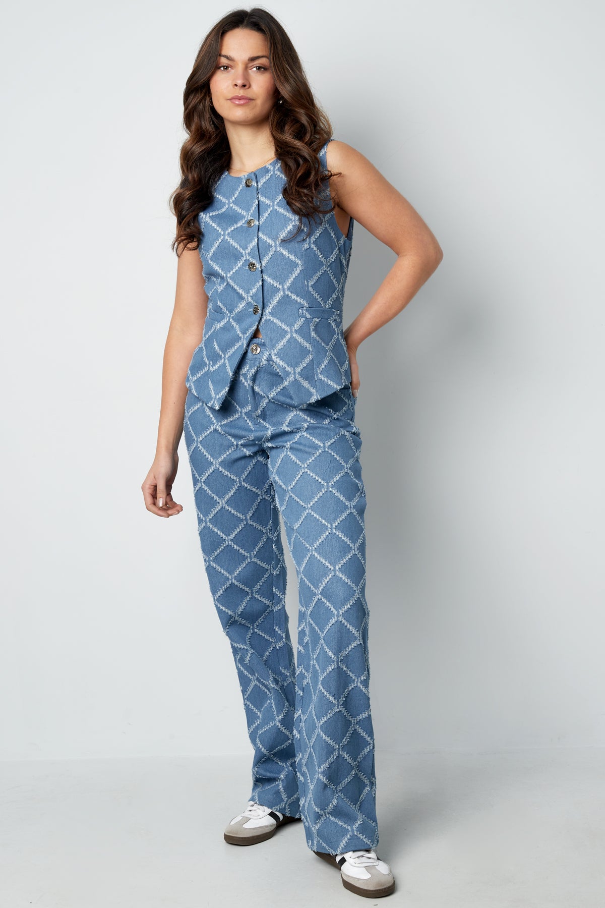 damen top geometrisch knopfleiste | baumwolle | mehrfarbig