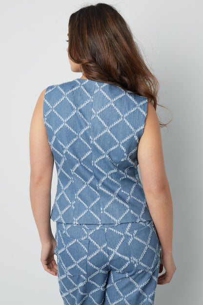 Damen Top Geometrisch Knopfleiste | Baumwolle | Mehrfarbig