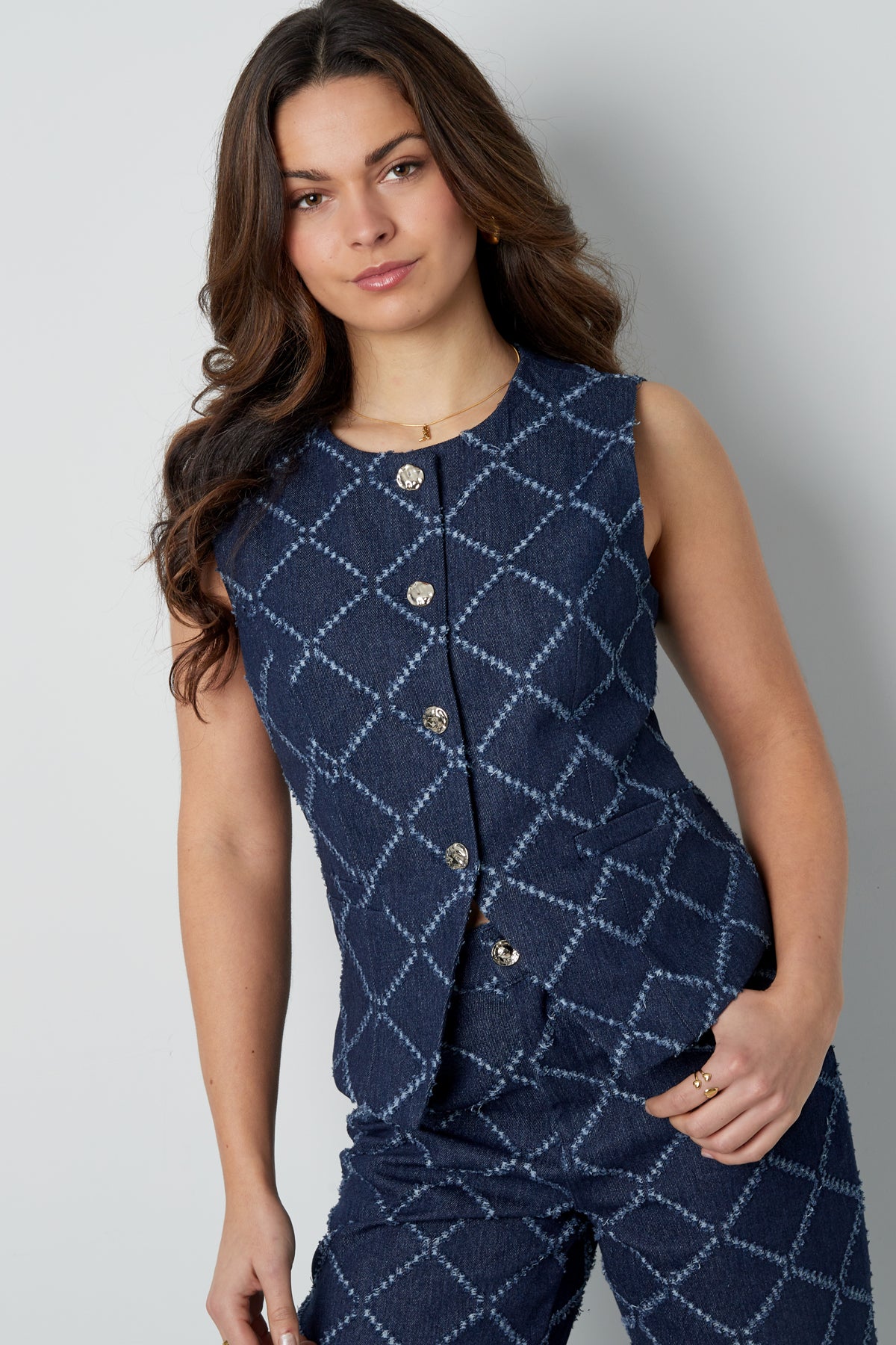 damen top geometrisch knopfleiste | baumwolle | mehrfarbig