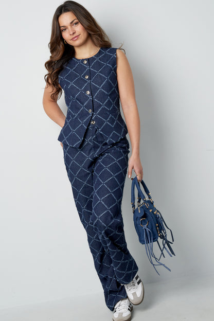 Damen Top Geometrisch Knopfleiste | Baumwolle | Mehrfarbig
