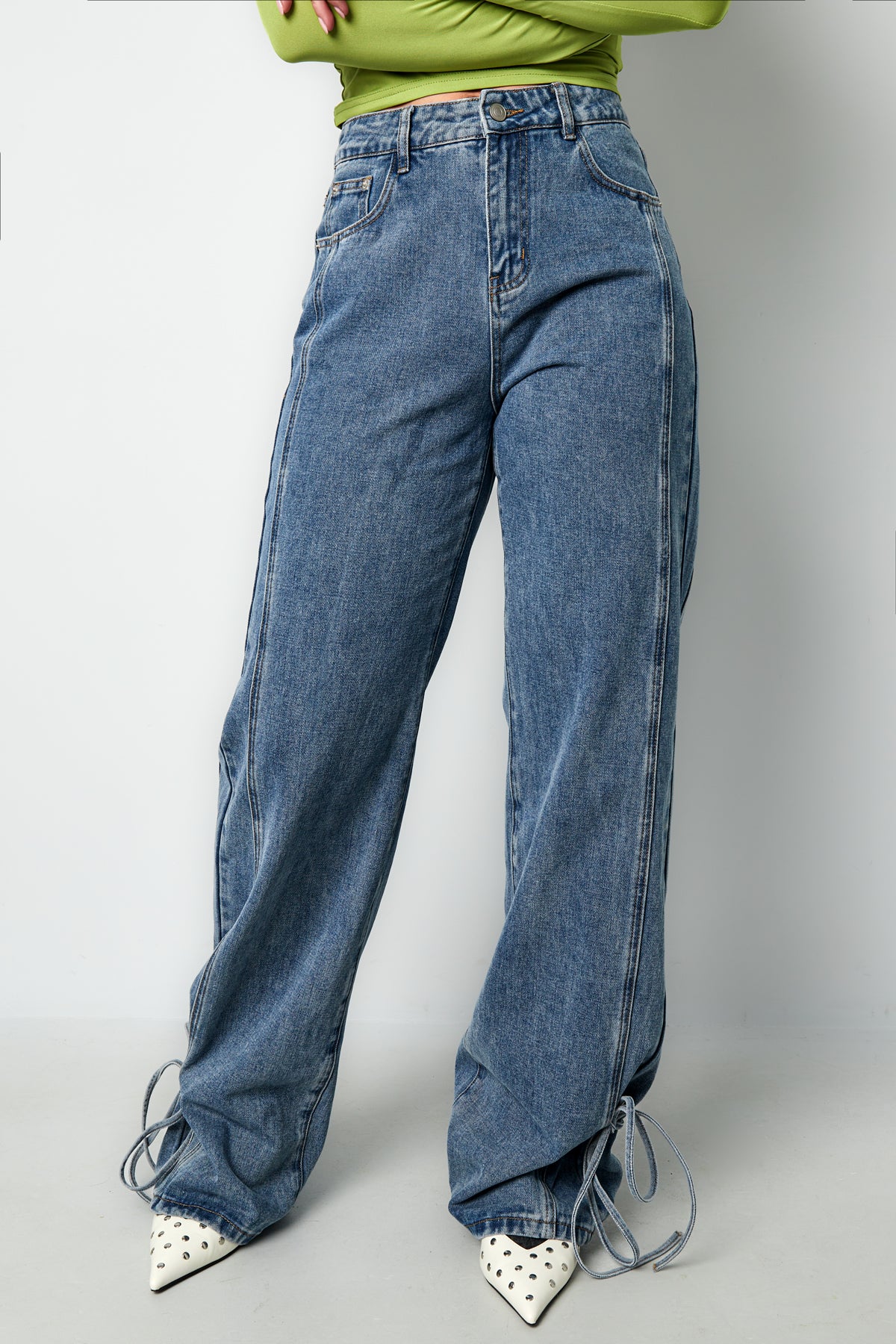 damen jeans knotendetail | baumwolle | mehrfarbig