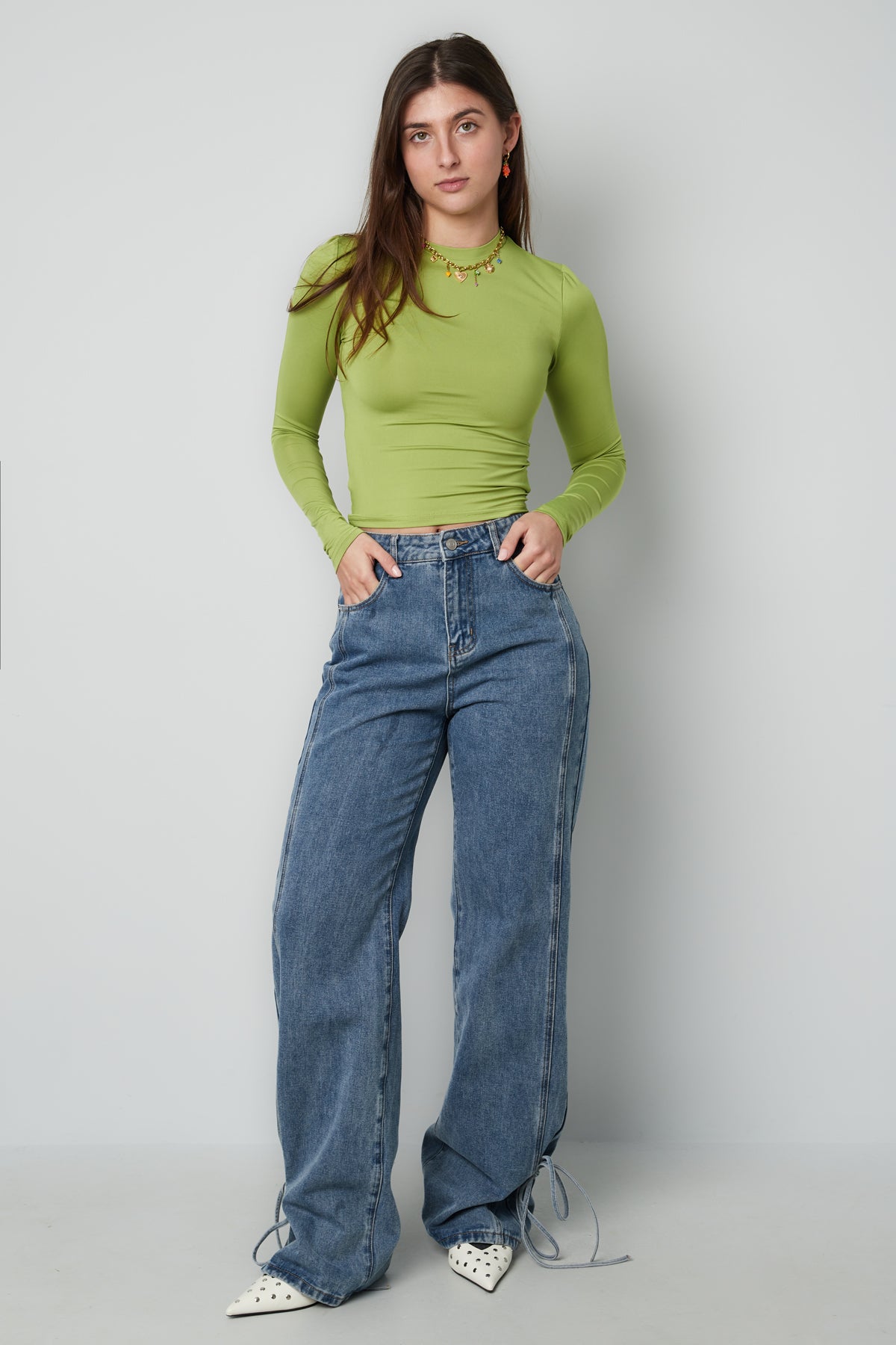 Damen Jeans Knotendetail | Baumwolle | Mehrfarbig