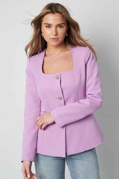 Damen Blazer Tailliert | Quadrat-Ausschnitt | Grün & Flieder