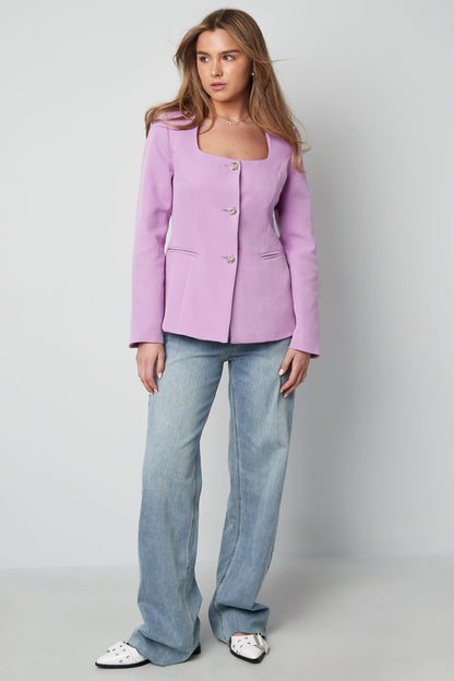Damen Blazer Tailliert | Quadrat-Ausschnitt | Grün & Flieder
