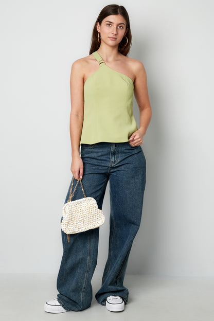 Damen Top Ein-Schulter Asymmetrisch | Polyester | Mehrfarbig