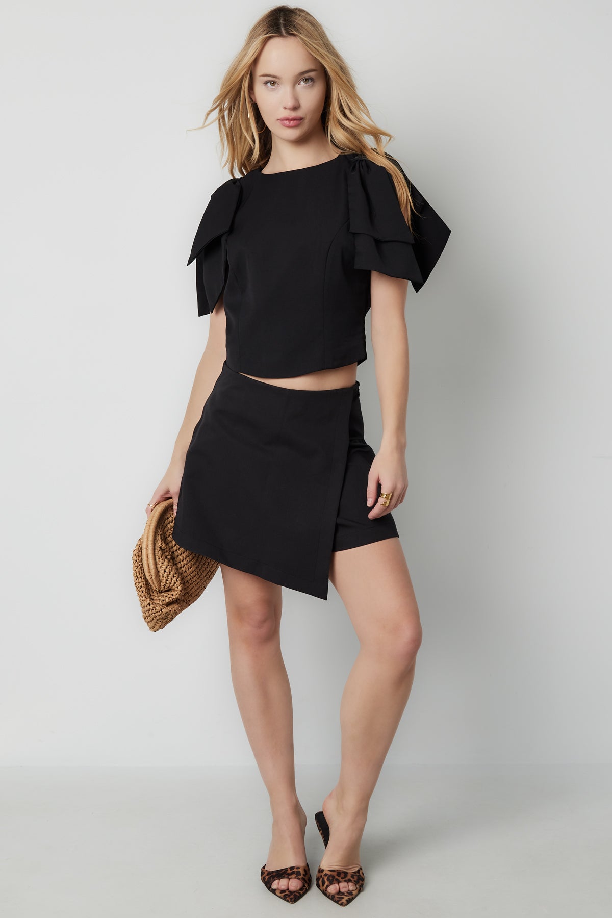 Damen Top Kurzarm Rüschenärmel | Polyester | Mehrfarbig