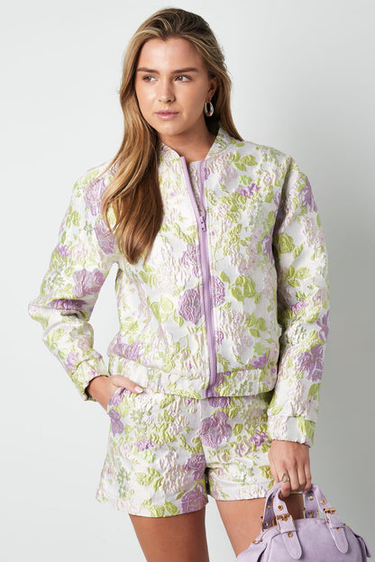 Damen Jacke Blumenmuster Sportlich | Polyester | Mehrfarbig