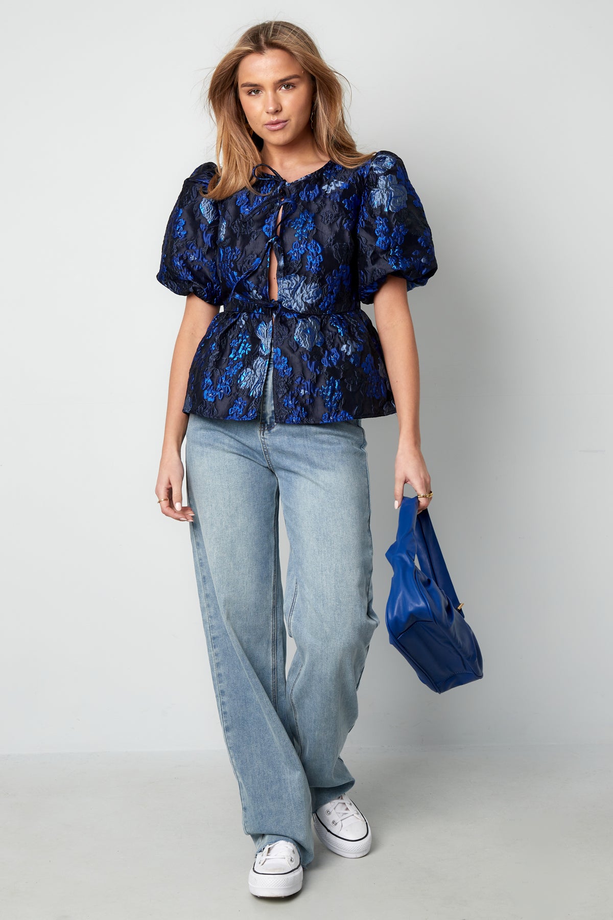 Damen Top Blütenmuster Elegant | Polyester | Sekt