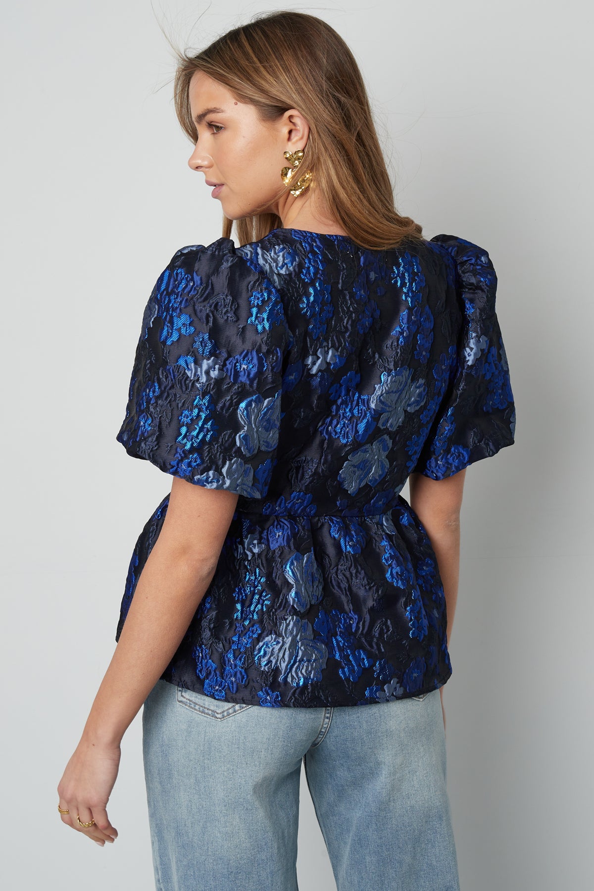 Damen Top Blütenmuster Elegant | Polyester | Sekt