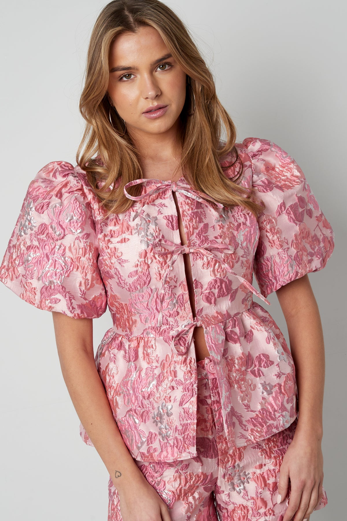 damen top blütenmuster elegant | polyester | sekt