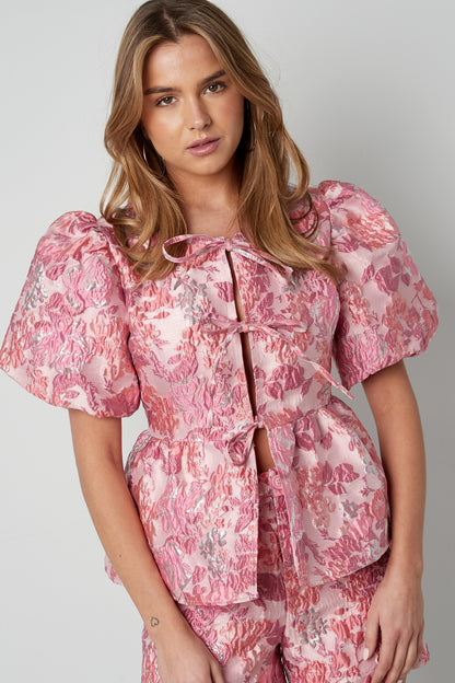 Damen Top Blütenmuster Elegant | Polyester | Sekt