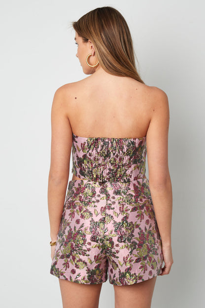 Damen Top Blumenmuster Ärmellos | Polyester | Sekt