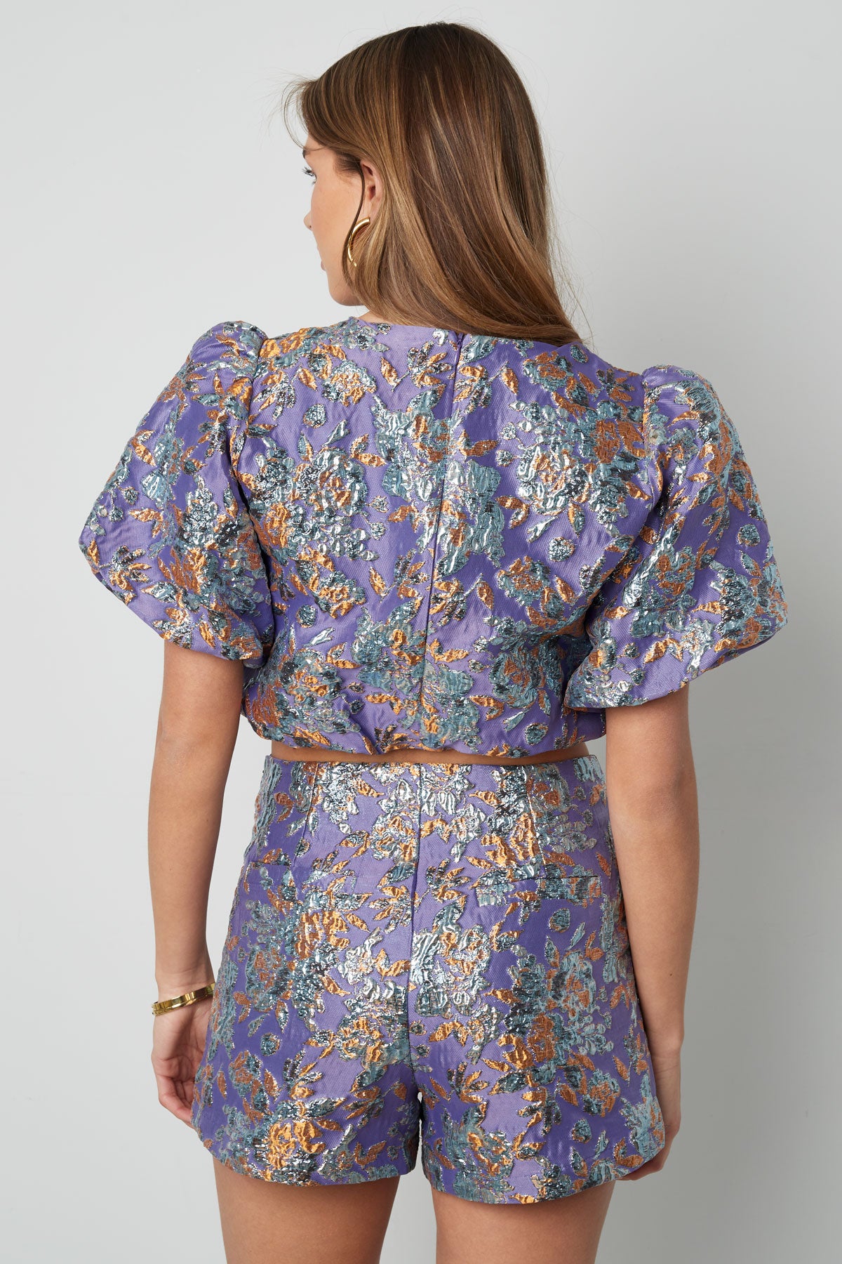 damen top puffärmel blumenmuster | polyester | mehrfarbig