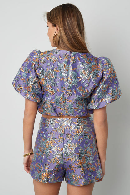 Damen Top Puffärmel Blumenmuster | Polyester | Mehrfarbig