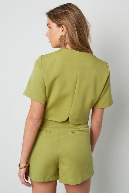 Damen Top Kurzarm Knopfleiste | Polyester | Mehrfarbig