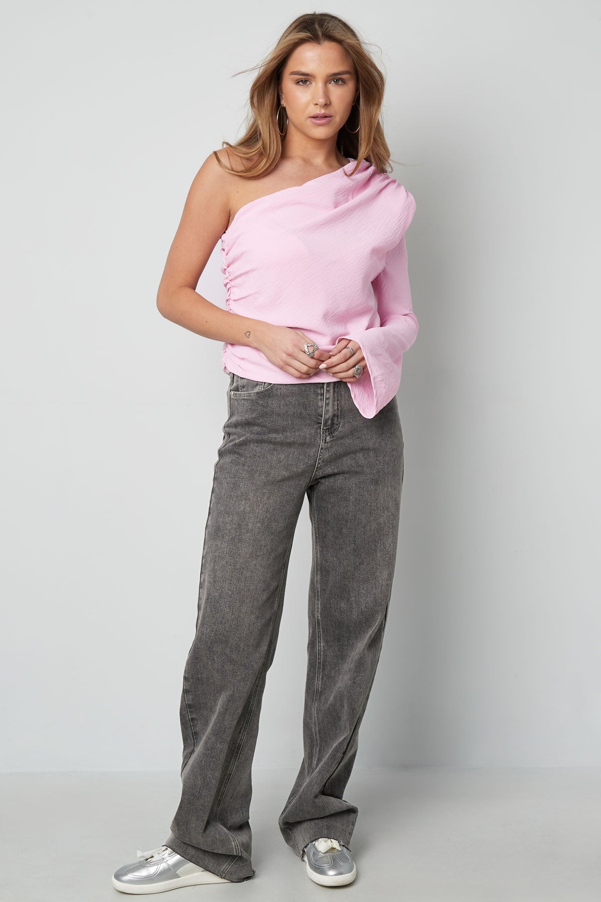 Damen Langarmshirt Ein-Schulter Asymmetrisch | Polyester | Mehrfarbig